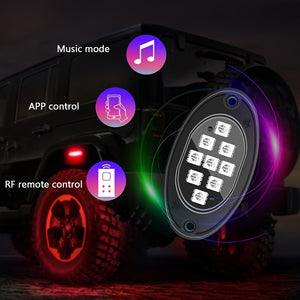Truck Rock Lights RGB LED Kit – Dual Control Neon Underglow for Off-Road SUV/ATV