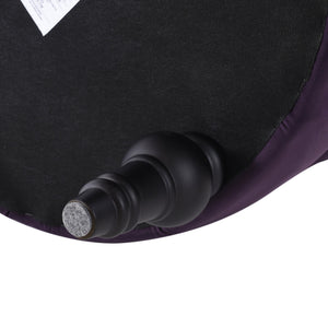 Dawn Tufted Round Ottoman in Purple Velvet with Nailhead Accents