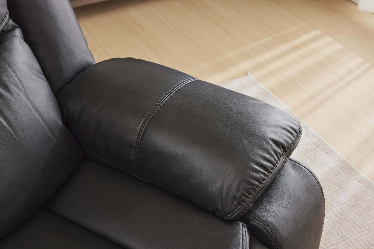 Black Air Leather Recliner Chair with Vibration and Heating - Black