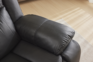 Black Air Leather Recliner Chair with Vibration and Heating - Black
