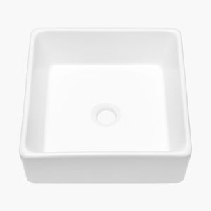Elegant European Style Ceramic Square Vessel Bathroom Sink - White