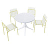 4 Piece Set Of Modern Color Block Designed Single Chairs With Round Table