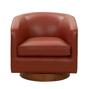 Tessa Caramel Top Grain Leather Swivel Chair with Wood Base
