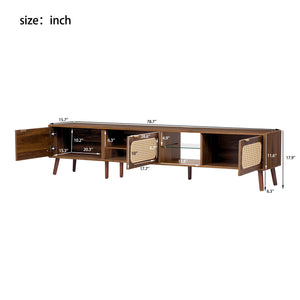 78" TV Stand With Ample Storage And Open Shelving - Walnut