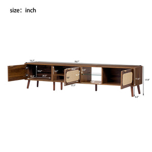 78" Walnut TV Stand With Ample Storage And Open Shelving