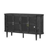 Wood Buffet Cabinet with Glass Doors and Adjustable Shelves