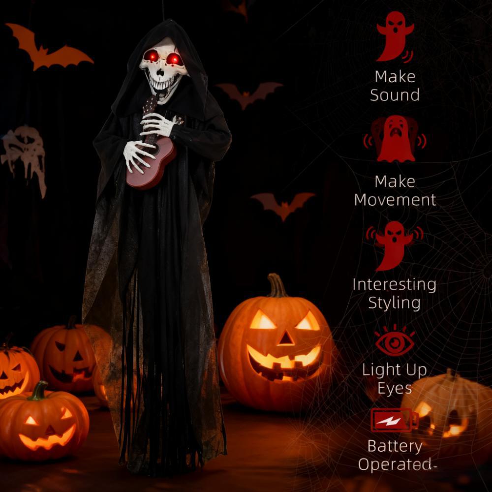 Guitar-Playing Grim Reaper Outdoor Halloween Decoration