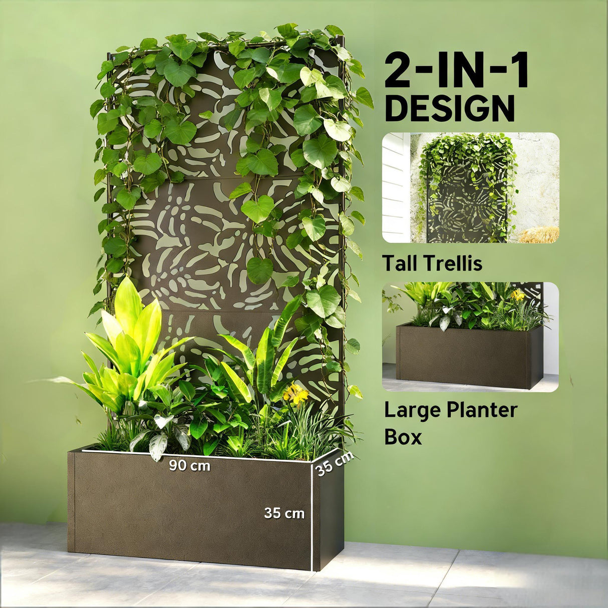Trellis Planter with Spacious Metal Box and Efficient Drainage  Tuesday  Morning