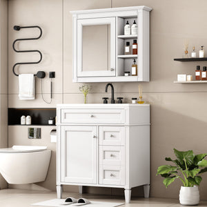 Bathroom Vanity With Top Sink, Storage Cabinet, And Mirror Cabinet