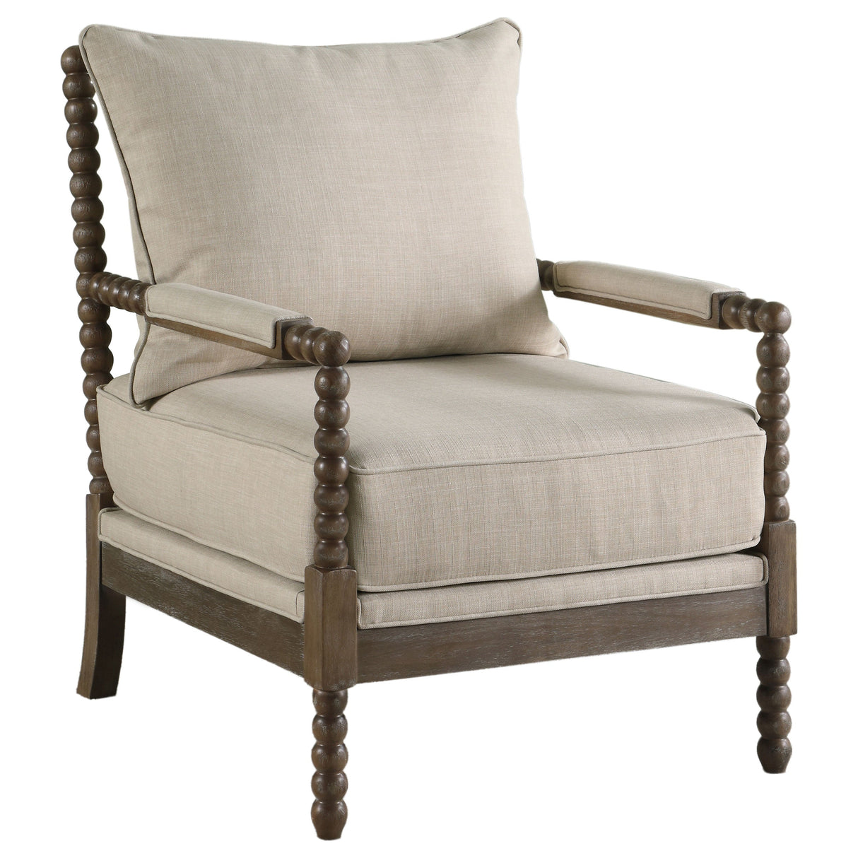 Upholstered Bobbin Accent Chair