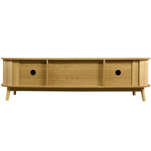 Rattan TV Stand For Tvs Up To 75'', Modern Farmhouse Media Console, Entertainment Center With Legs, TV Cabinet For Living Room, Home Theatre - Natural Wood