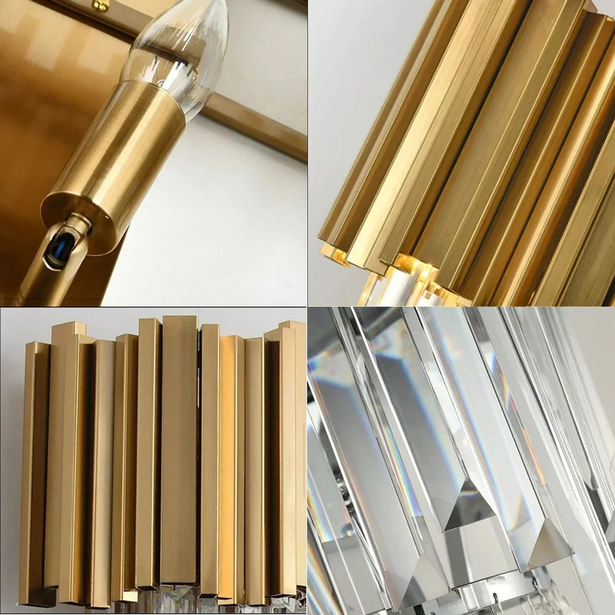 Art Deco Crystal Wall Sconce Gold Chrome – Empire Style E12 Dimmable Wall Light