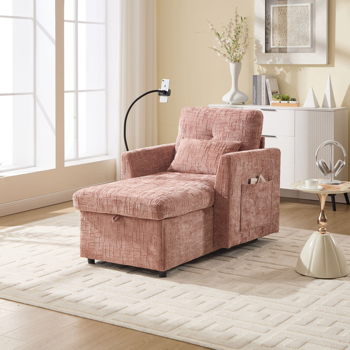 Multifunctional Recliner Sofa with Storage and Phone Bracket