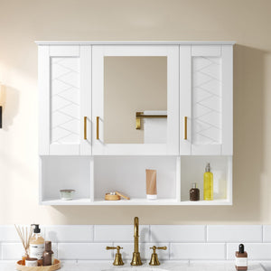 Modern Wall Mounted Medicine Cabinet with Adjustable Shelves and Soft Close Doors - Black, Blue, White