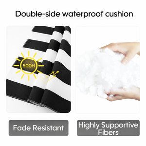 Outdoor Chair Cushions Set of 2 – Black/White Striped