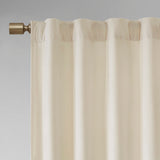 Room darkening metallic printed poly velvet rod pocket/back tab window panel pair ivory 37x95"