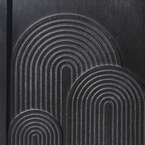 Modern Black Wood Storage Cabinet with Embossed Door