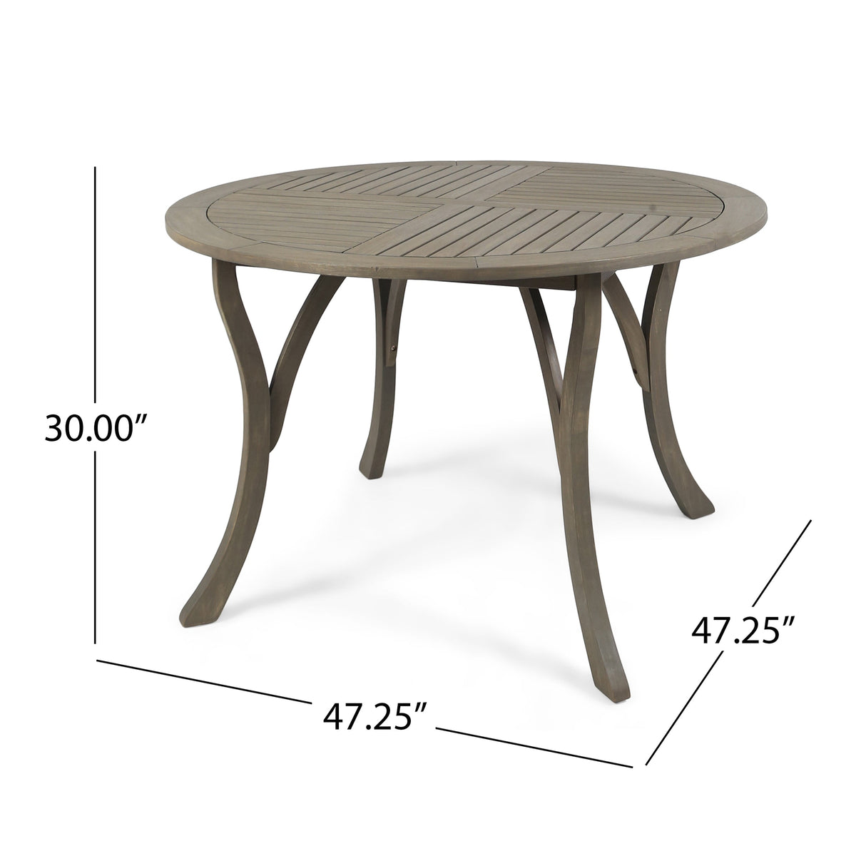 Outdoor Acacia Wood Round Dining Table with Curved Legs