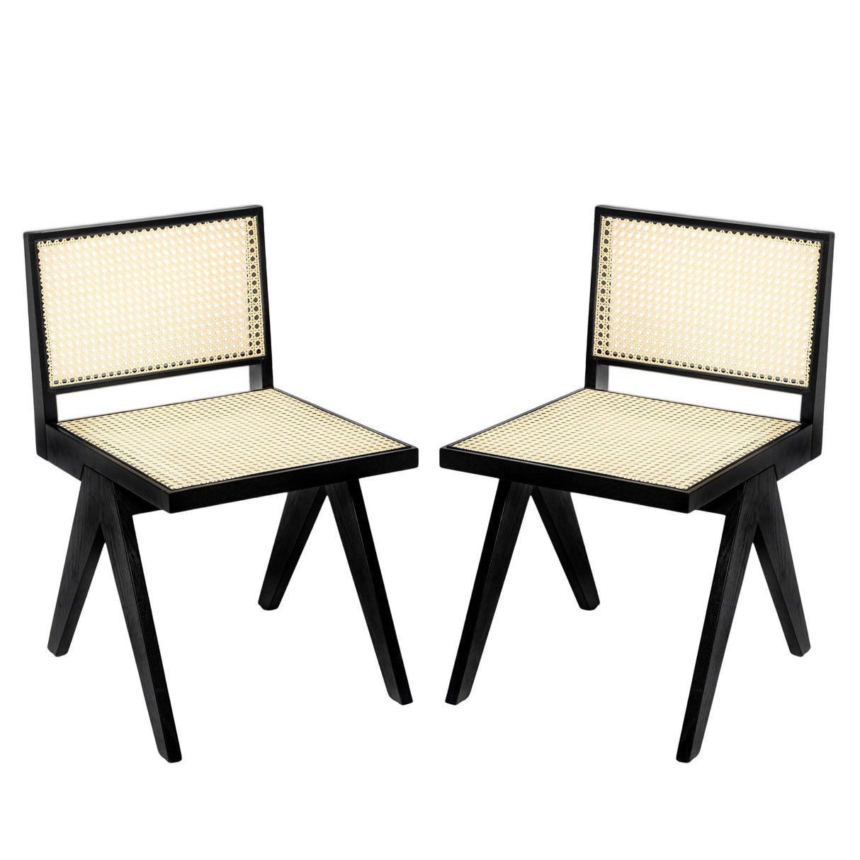 Chandigarh Dining Room Chairs with Natural Rattan (Set of 2)
