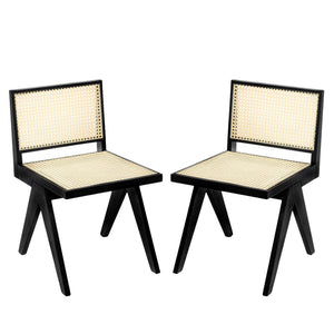 Chandigarh Dining Room Chairs with Natural Rattan (Set of 2)