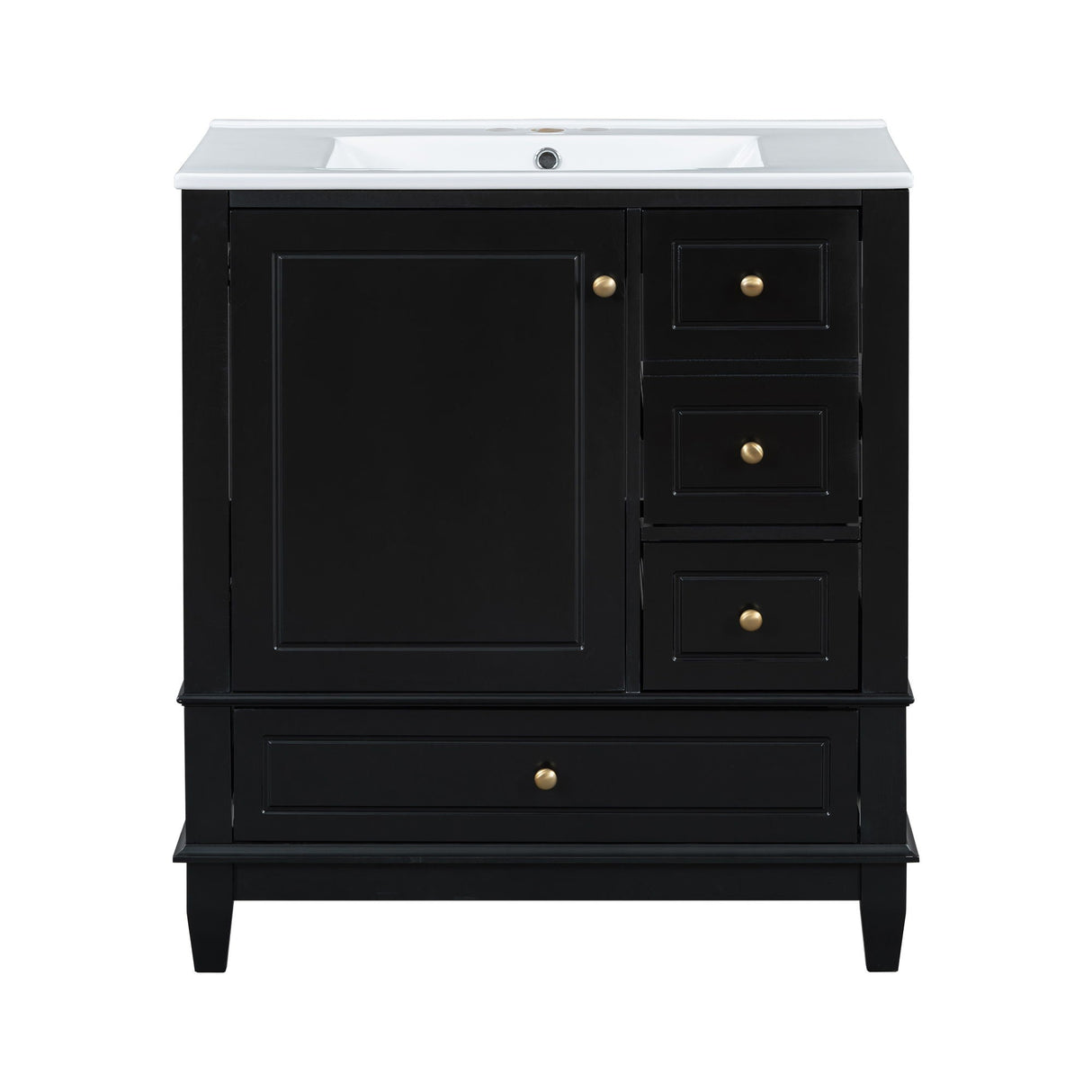 Freestanding Bathroom Vanity With Sink, Soft Close Door, 3 Drawers