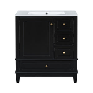 Freestanding Bathroom Vanity With Sink, Soft Close Door, 3 Drawers