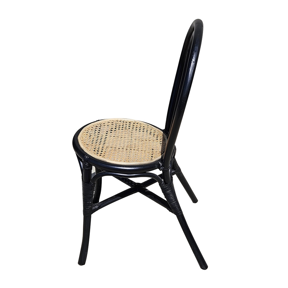 Black Rattan Dining Chair, Set of 2