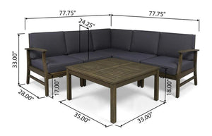 Perla 6-Piece Dark Grey Outdoor Sofa Set