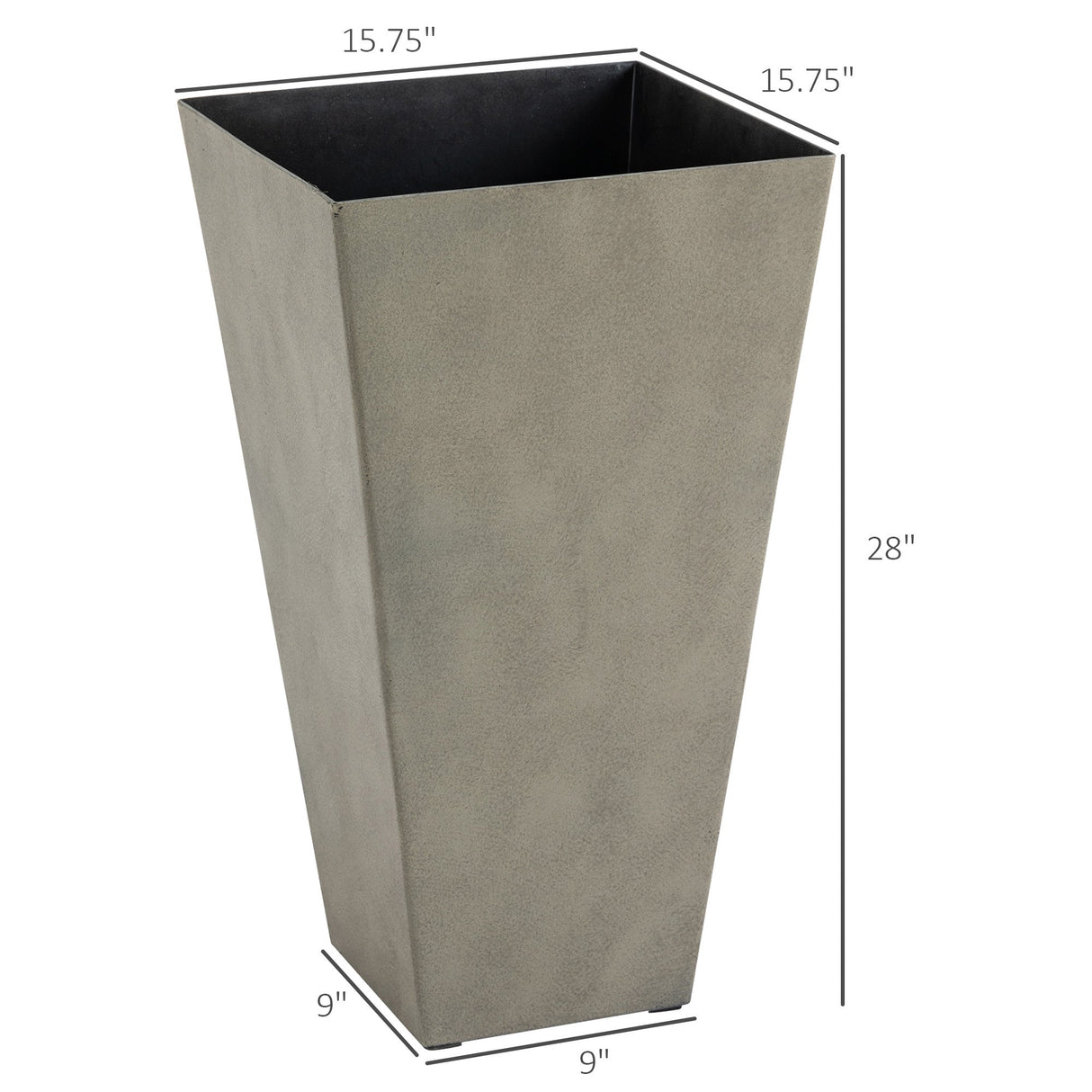 Outsunny Set of 3 Tall Planters with Drainage Hole, Gray