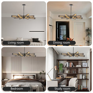 34' Modern Industrial Sputnik 8-Light Chandelier