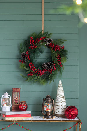 D6.7x18" Glass Christmas Cone Tree Decoration