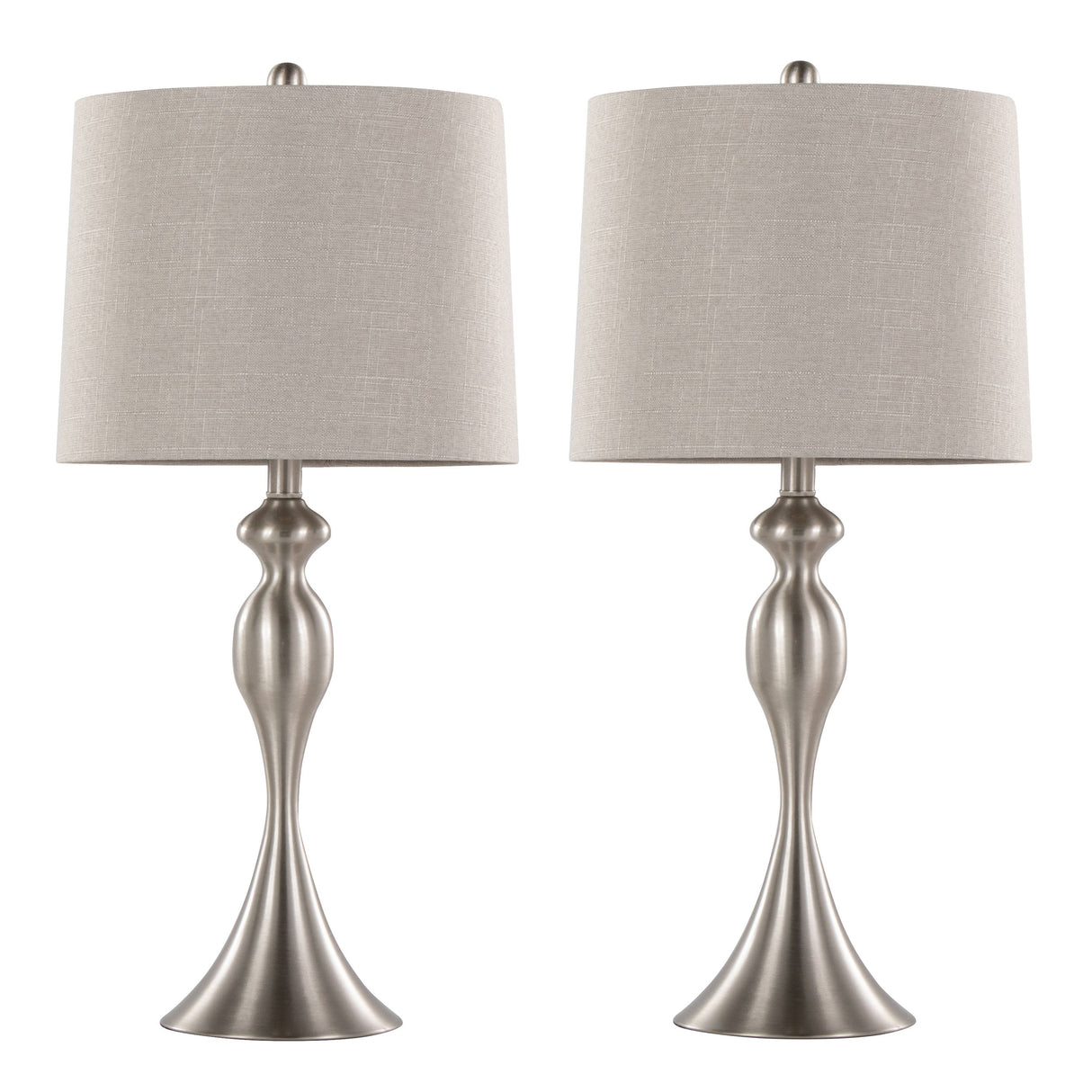 Ashland 27" Contemporary Metal Table Lamp in Brushed Nickel - Set of 2