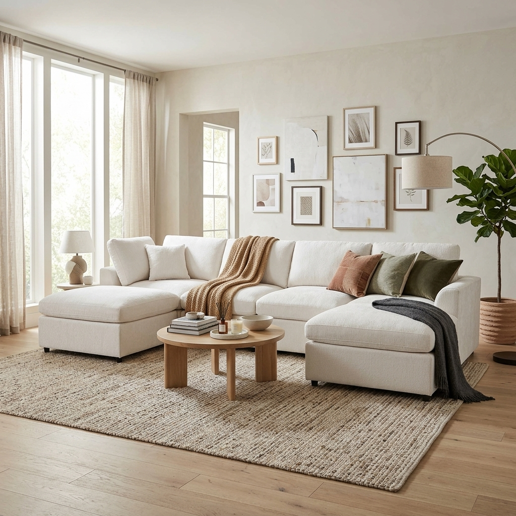 U-Style 130.3" 6-Seater Modular Sectional Sofa
