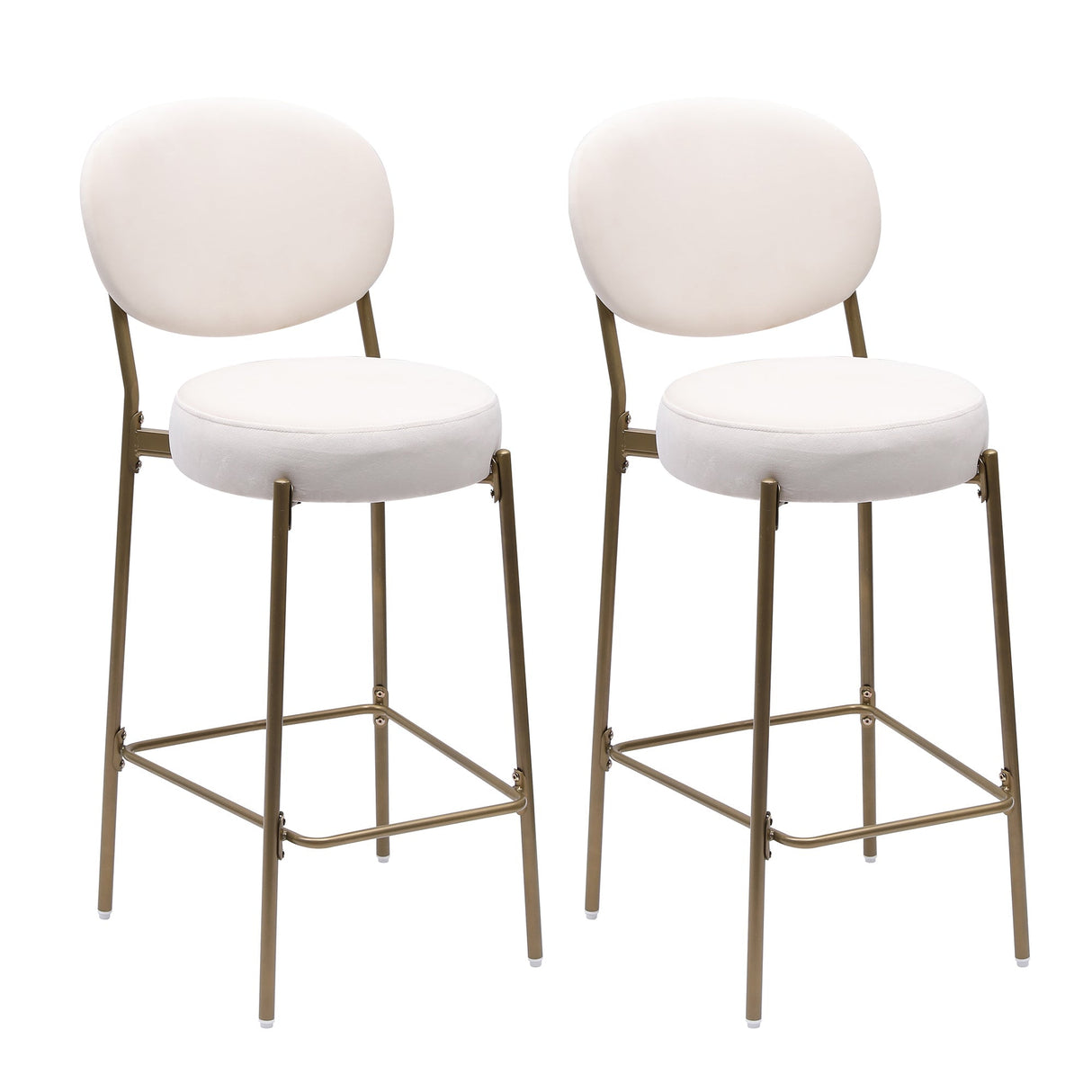 29'' Upholstered Velvet Bar Stools with Backrest & Footrest Set of 2