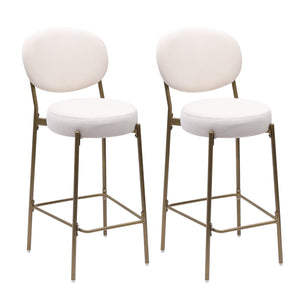 29'' Upholstered Velvet Bar Stools with Backrest & Footrest Set of 2