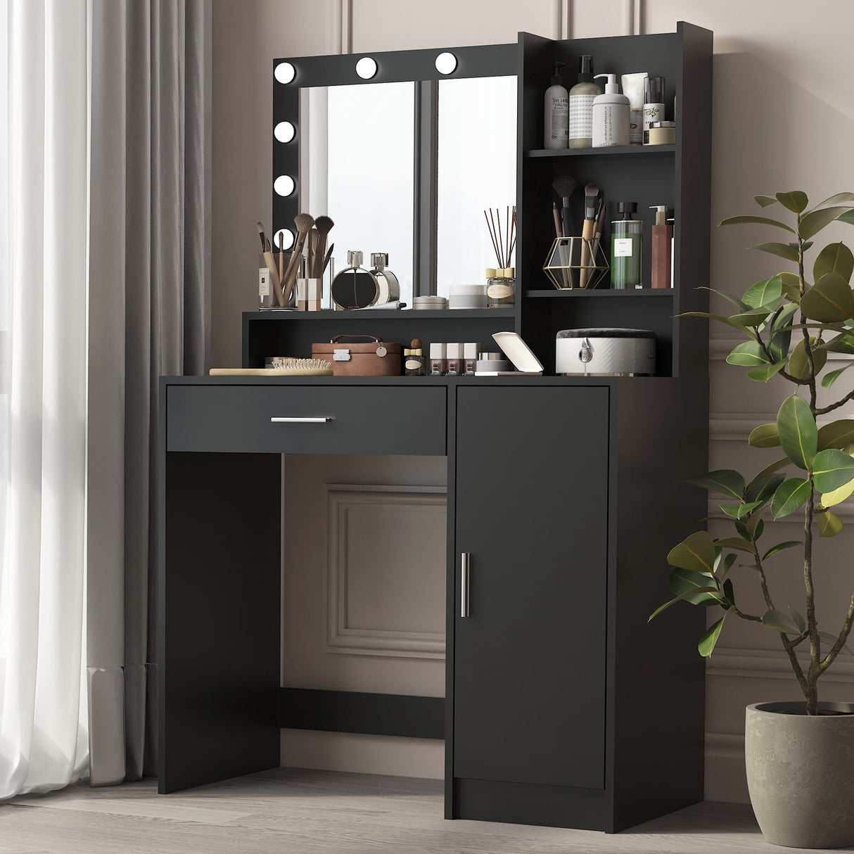 Vanity Desk with Mirror & Light