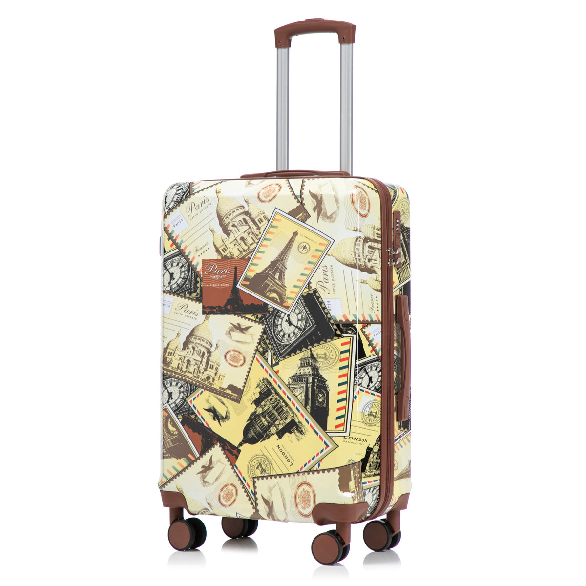 3-Piece Spinner Wheel Luggage Set with Waterproof Polycarbonate Shell - Black Vintage