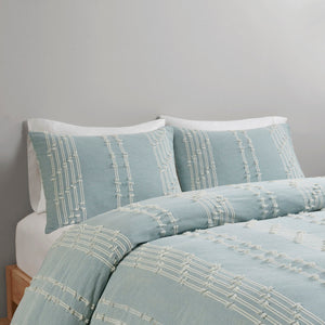 King/Cal King 3 Piece Cotton Jacquard Duvet Cover Set
