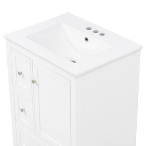 Modern Bathroom Vanity With Sink, Soft Close Drawers & Door, Storage Rack