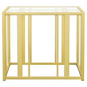 Adri Rectangular Glass Top Side End Table Matte Brass