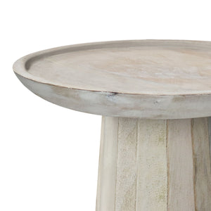 Handcrafted Wooden Accent Table with Sculptural Design - Choice of Color