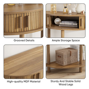 Half Moon Console Table For Living Room - Walnut