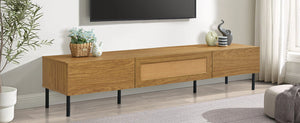 Boho TV Stand for TVs Up to 80" with Rattan Decoration and Metal Legs