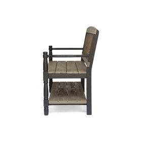 Slatted Bench With Built In Shelf