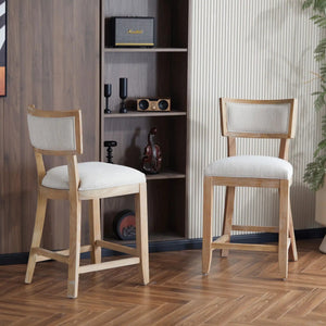 Upholstered Counter Height Bar Stools With Comfy Back (Set of 2)