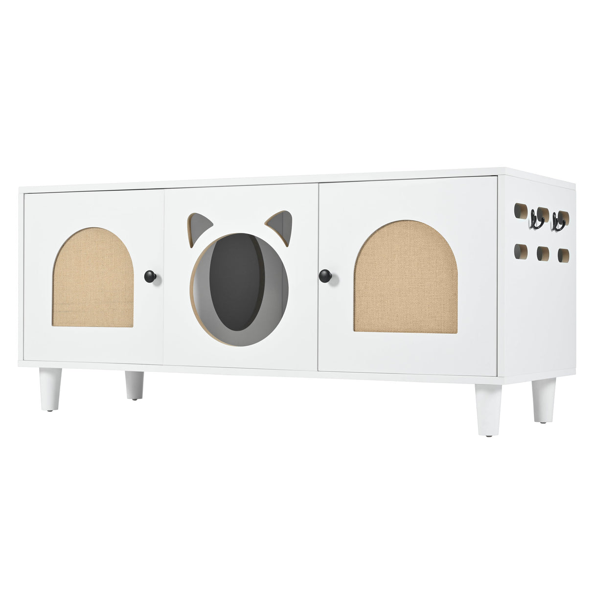 Furniture Style Cat Cabinet Cream White Cat Litter Box