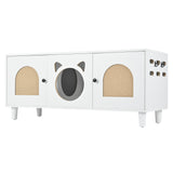 Furniture Style Cat Cabinet Cream White Cat Litter Box