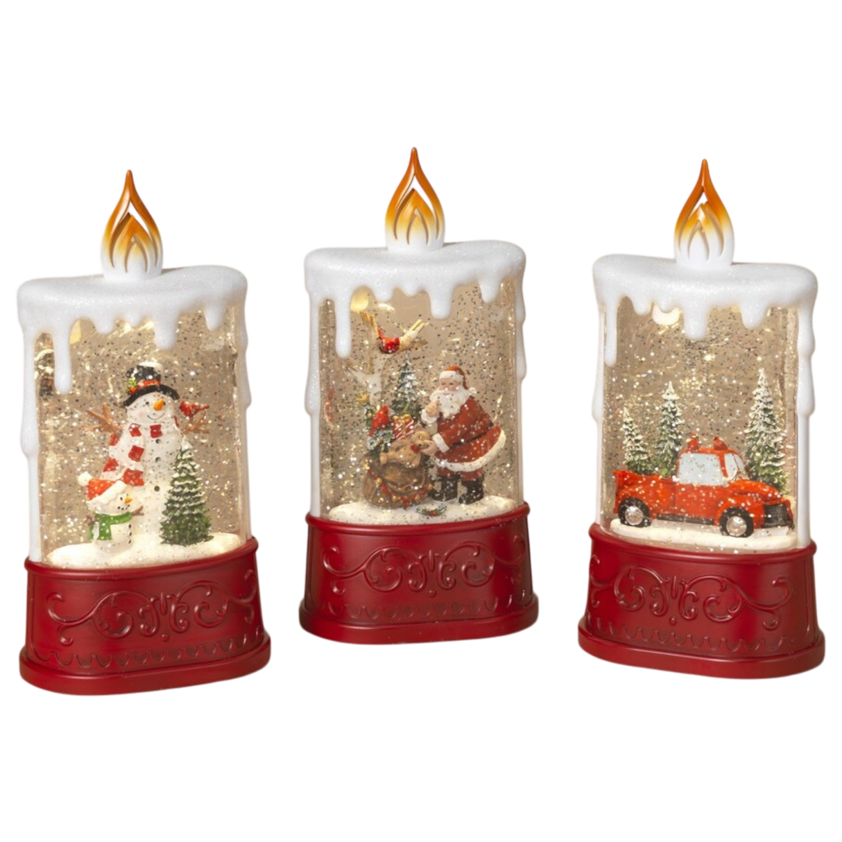 Christmas B/O Lighted Spinning Water Globe Candle