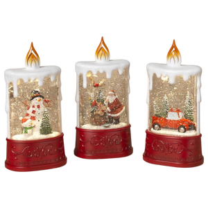 Christmas B/O Lighted Spinning Water Globe Candle