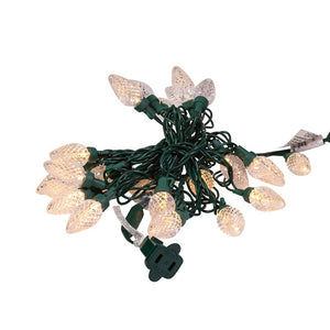 25-Light Warm White LED C7 Light Set With Green Wire